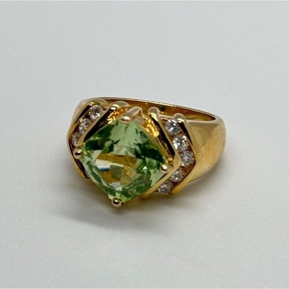 925 STERLING SILVER GOLD PLATED CZ RING SIZE 6 - Picture 7 of 9